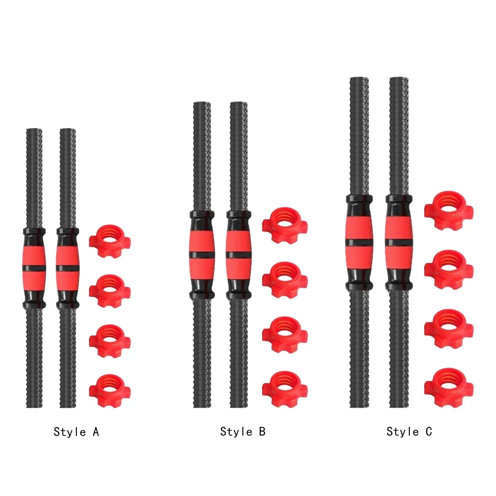 2Pcs Dumbbell Handle Barbell Handle Steel Sturdy Adjustable Dumbellsweights Set for Strength Training Fitness Equipment Home