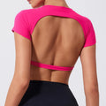 Summer Sports Short TOP Women Fitness shirts Yoga Wear Female Gym Training Suit Crop Top Women beautiful Back Tops T-Shirt