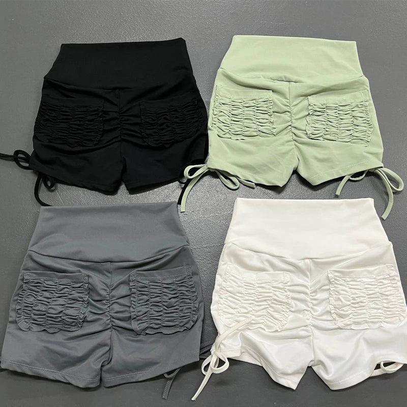 2024 Scrunched Pocket Scrunch Butt Shorts For Women Cycling Jogging Fitness High Waist Push Up Gym Shorts Women Yoga Shorts