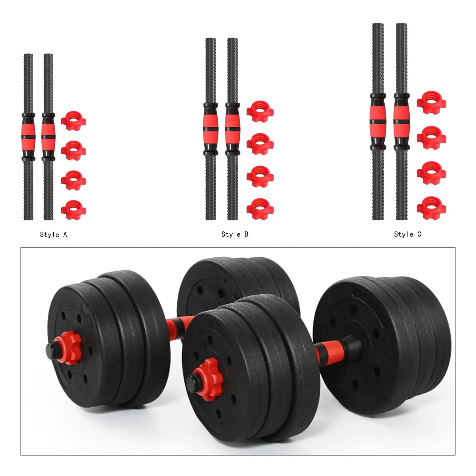 2Pcs Dumbbell Handle Barbell Handle Steel Sturdy Adjustable Dumbellsweights Set for Strength Training Fitness Equipment Home